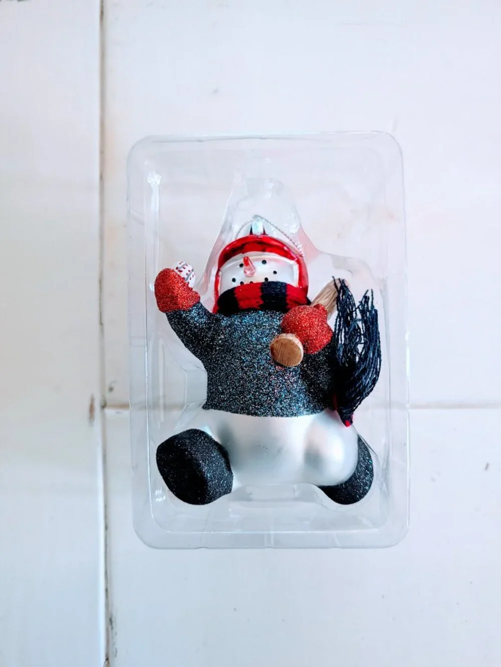 VTG MLB St. Louis Cardinals Blown Glass Snowman Baseball Christmas Ornament